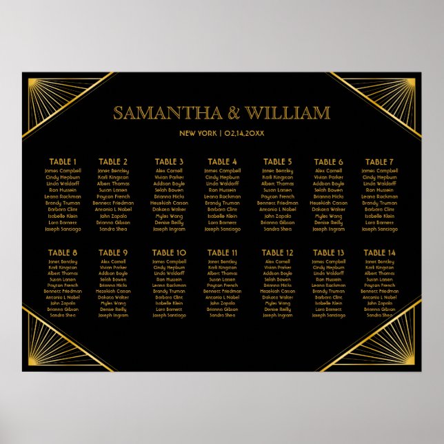 Póster Elegante vintage Art Deco Black Gold Stars (Frente)