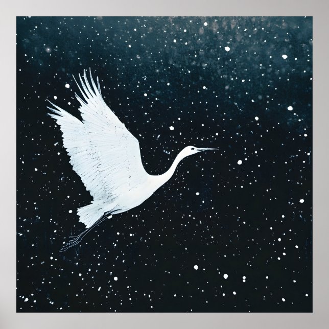 Póster Elegante vuelo Minimalista de Zen Crane (Frente)