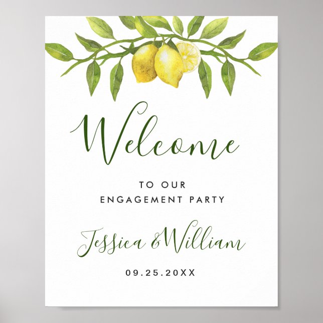 Póster Elegante Watercolor Lemon Greeneration PAREMENT (Frente)