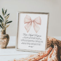 Elegante White Bow Late Night Diapers Baby Shower