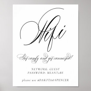 Póster Elegante Wifi y medios sociales caligrafía negra