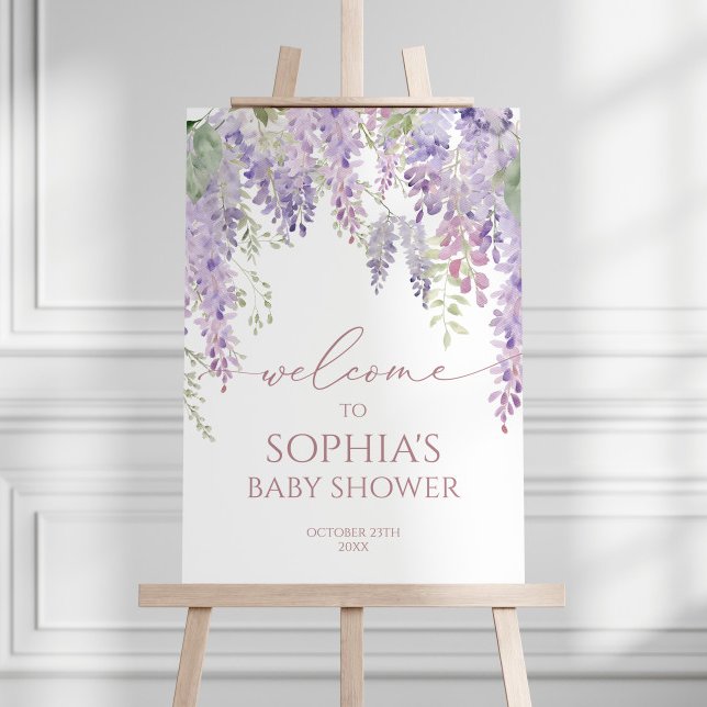 Póster Elegante Wisteria Púrpura Bienvenida Baby Shower (Subido por el creador)