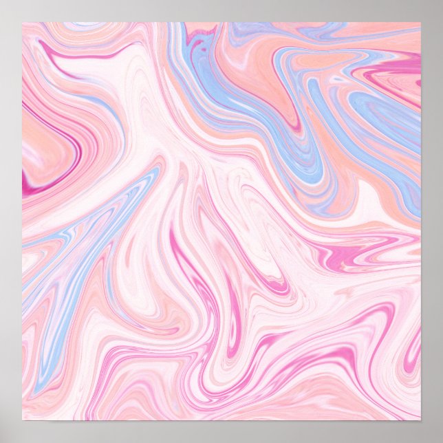 Póster Elegante y colorido naranja rosa pastel de mármol (Frente)