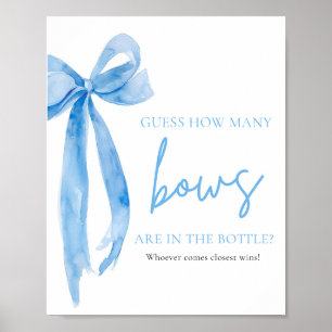 Póster Elegante Y Dusty Blue Bow Adivinan Cuántos Bows