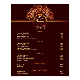 Póster Elegante y elegante lista de precios de Nail Tech