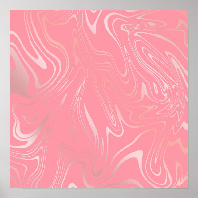 Póster Elegante y elegante rosa de mármol dorado de aspec (Frente)