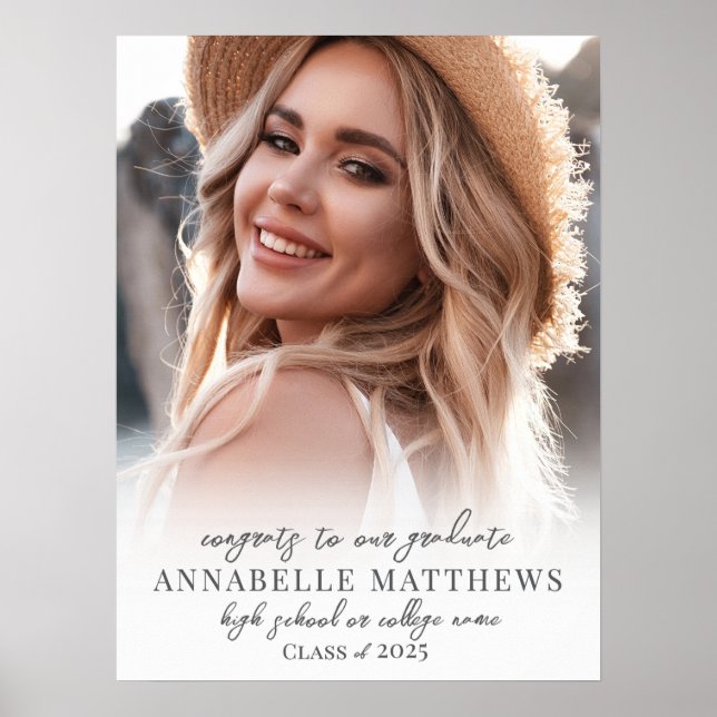 Póster Elegante y elegante Rótulo de la fiesta de graduac (Frente)