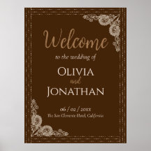 Elegante y elegante signo de bienvenida Boda adorn
