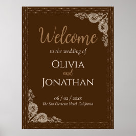 Póster Elegante y elegante signo de bienvenida Boda adorn
