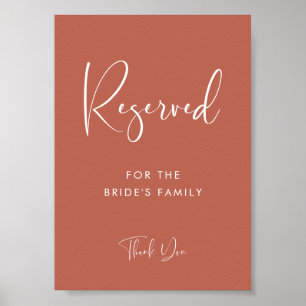 Póster Elegante y moderno boda de arcilla roja signo rese