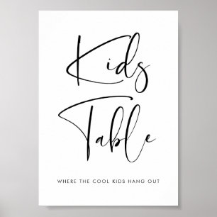 Póster Elegante y moderno boda de señas de mesa para niño