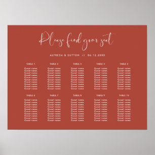 Póster Elegante y moderno gráfico de asientos Bodas de Te