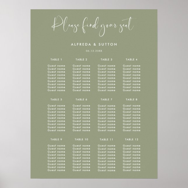 Póster Elegante y moderno gráfico de asientos de boda ver (Frente)
