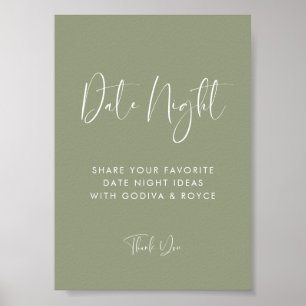 Póster Elegante y moderno Sage Green Date las ideas de la