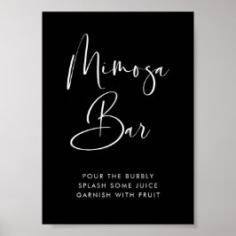Póster Elegante y moderno signo de barra de Mimosa negro