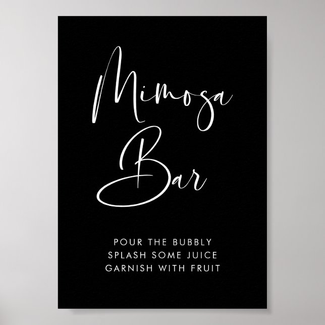 Póster Elegante y moderno signo de barra de Mimosa negro (Frente)