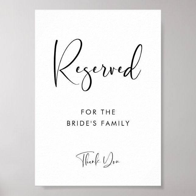 Póster Elegante y moderno signo de reserva boda (Frente)