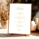Póster Elegante y simple Boda de oro Rótulo de menú de be<br><div class="desc">Este sencillo y elegante boda de oro señaliza el menú de bebidas es perfecto para su moderno boda minimalista blanco y dorado. El diseño presenta un tipo de letra oro contemporáneo mínimo acompañado de caligrafía formal. ¡Manténgalo como está,  o elige personalizarlo con tu propia obra de arte o fotos!</div>
