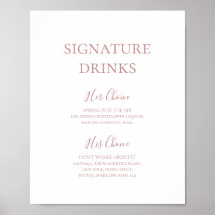Póster Elegante y simple Rosa Firma de oro Bebe Rótulo