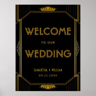Póster Elegante y vintage signo de bienvenida de Boda de 
