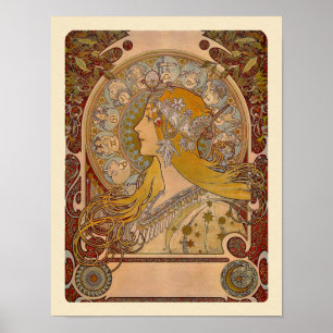 Póster Elegante Zodiac de Alphonse Mucha Print