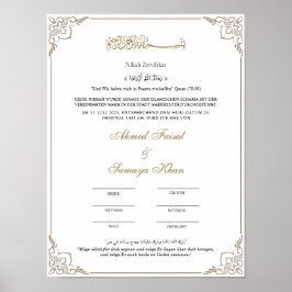 Póster Eleganter Rahmen Muslimische Nikah Zertifikat