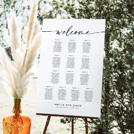 Póster Elegantes 13 Mesas Carta de Asientos de Bienvenida