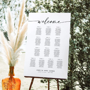 Póster Elegantes 13 Mesas Carta de Asientos de Bienvenida