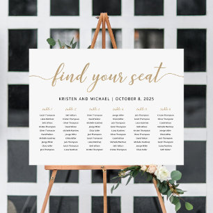 Póster Elegantes 6 Tablas Encuentra Tu Asiento Gráfico de