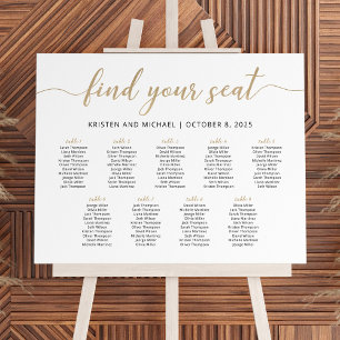 Póster Elegantes 9 Tablas Encuentra tu Asiento Gráfico de