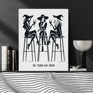 Póster Elegantes brujas Vino "Be-Wine-ing Hour" Moderno