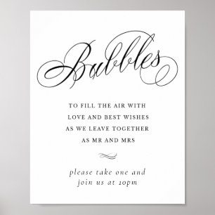 Póster Elegantes burbujas caligrafía negra Tabla de fav