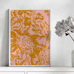 Póster Elegantes florals de época en Rubor y oro<br><div class="desc">Un bonito diseño botánico de estilo vintage con un elegante ilustracion floral de color rubio y dorado.</div>