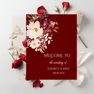 Póster Elegantes Flores Blancas de Borgoña