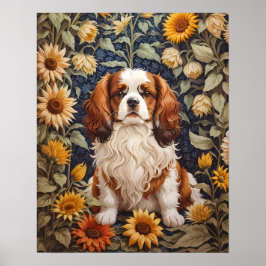 Póster Elegantes girasoles Cavalier King Charles Spaniel