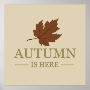 Póster Elegantes hojas de acuarela de otoño caen octubre