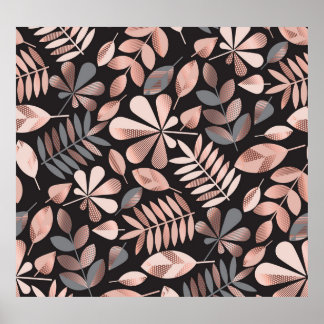 Póster Elegantes hojas otoñales: Geométricas Pastel