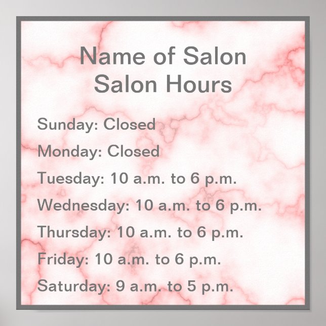 Póster Elegantes horas de funcionamiento en mármol rosa d (Frente)