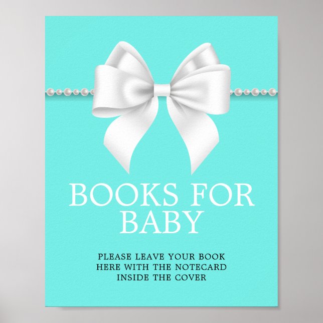 Póster Elegantes Libros de Baby Shower de Tiffany para Ró (Frente)