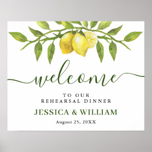 Póster Elegantes Limones Verdor CENA DE ENSAYO Bienvenido