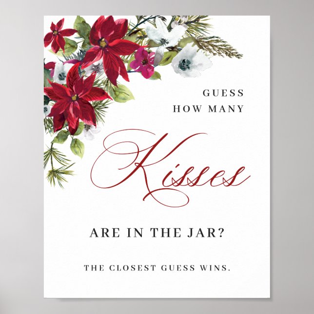 Póster Elegantes Navidades de la Poinsettia Roja Ducha Br (Frente)