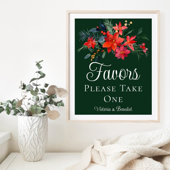 Póster Elegantes Navidades florales verdes favorecen la b (Subido por el creador)