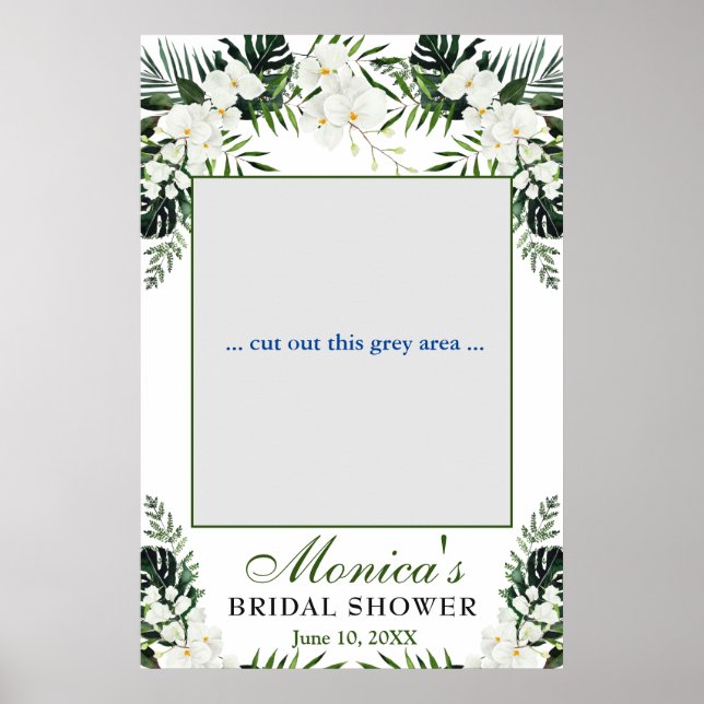 Póster Elegantes orquídeas blancas marco de foto de ducha (Frente)