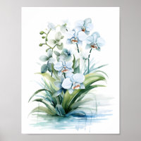 Elegantes orquídeas de color azul boho