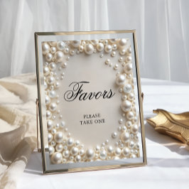 Póster Elegantes Pearls Bridal Shower Favor