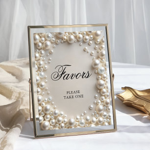 Póster Elegantes Pearls Bridal Shower Favor