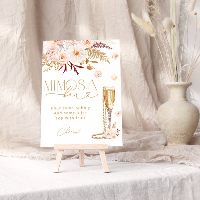 Póster Elegantes Pearls & Prosecco Floral Bridal Mimosa B (Subido por el creador)