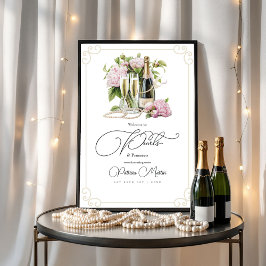Póster Elegantes Perlas y ducha de novia Prosecco Bienven