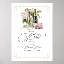 Póster Elegantes Perlas y ducha de novia Prosecco Bienven