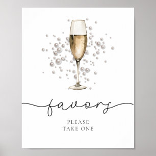 Póster Elegantes Perlas y Prosecco Bridal Shower Favorita